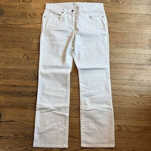 Eileen Fisher White Jeans Womens Medium Straight Leg Coastal Resort Casual Denim